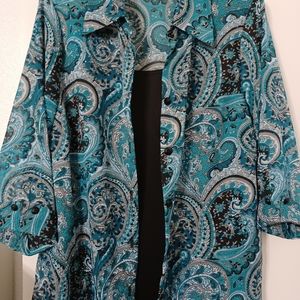 Gloria Lance 2fer top 1X turquoise and black 1X